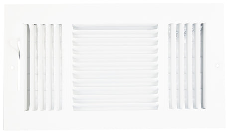 ProSource SW03-12X6 3-Way Sidewall Register, 13.5 in L, 7.5 in W, 52 degree Air Deflection, 3 -Way, Steel, White