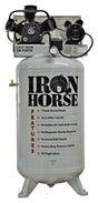 Iron Horse IHD7180V1 Air Compressor, 80 gal Tank, 7 hp, 208/230 V, 90 psi Pressure, 1-Stage, 16.5 cfm Air
