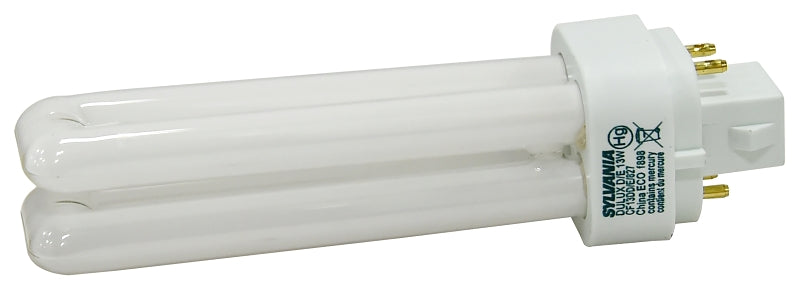 Sylvania 20942 Double Tube Compact Fluorescent Bulb, 13 W, T4 Lamp, G24Q-3 Lamp Base, 900 Lumens, 2700 K Color Temp