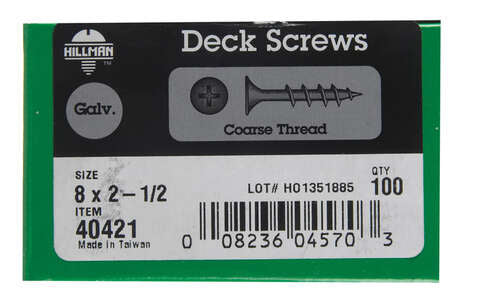 HILLMAN No. 8 Ga. X 2-1/2 in. L Gray Phillips Bugle Head Deck Screws 100 pk