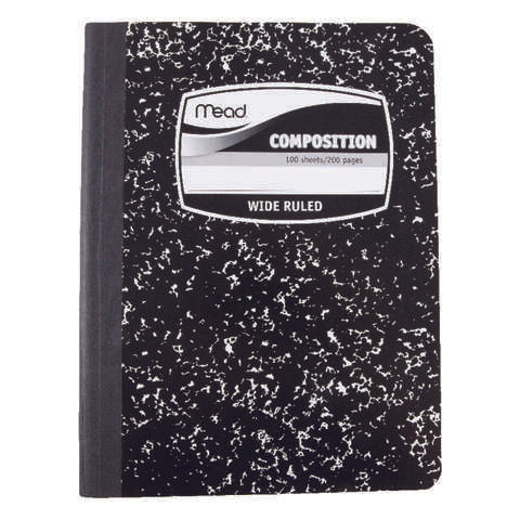 Mead 7-1/2 in. W X 9-3/4 in. L Wide Ruled Stitched Black Composition Book, Pack of 12