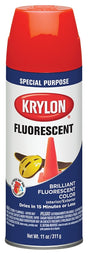 Krylon K03101007 Fluorescent Spray Paint, Gloss, Orange/Red, 11 oz, Can