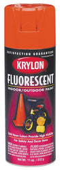 Krylon K03102777 Fluorescent Spray Paint, 11 oz, 25 sq-ft Coverage Area, Solvent Base, Yellow Orange