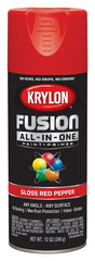 Krylon All-In-One K02720007 Spray Paint, Gloss, Red Pepper, 12 oz Can