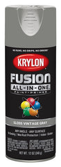 Krylon All-In-One K02726007 Spray Paint, Gloss, Vintage Gray, 12 oz Can