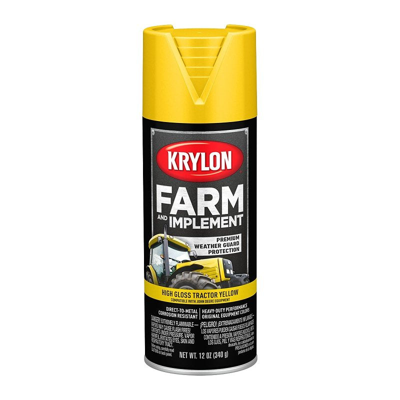 Krylon K01934000 Farm Equipment Spray, High-Gloss, John Deere Yellow, 12 oz Can