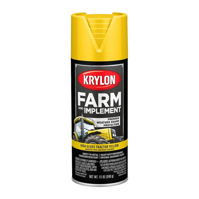 Krylon K01934000 Farm Equipment Spray, High-Gloss, John Deere Yellow, 12 oz Can