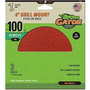 Gator 3011 Sanding Disc, 6 in Dia, 100 Grit, Medium, Aluminum Oxide Abrasive, Paper Backing