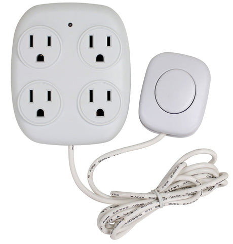 PowerZone ORFSTAP Power Tap with Remote Switch, 15 A, 4-Outlet, White