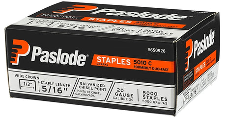 Duo-Fast 1015277 Wide Crown Staple, 1/2 in W Crown, 5/16 in L Leg, 20 ga Gauge, Steel, Galvanized