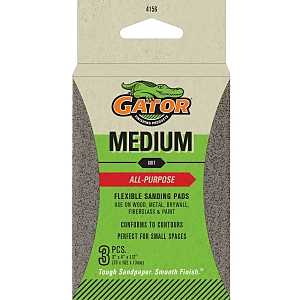 Gator 4156 Sanding Pad, 4 in L, 3 in W, 100 Grit, Medium, Aluminum Oxide Abrasive