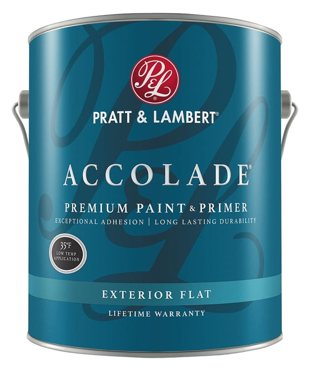 Pratt & Lambert Accolade Z4400 0000Z4482-16 Exterior Premium Paint and Primer, Flat, Deep Base, 1 gal Pack of 4