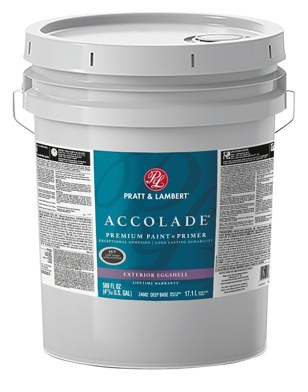 Pratt & Lambert ACCOLADE Z4500 Z4582-20 Exterior Premium Paint and Primer, Eggshell, Deep Base, 5 gal