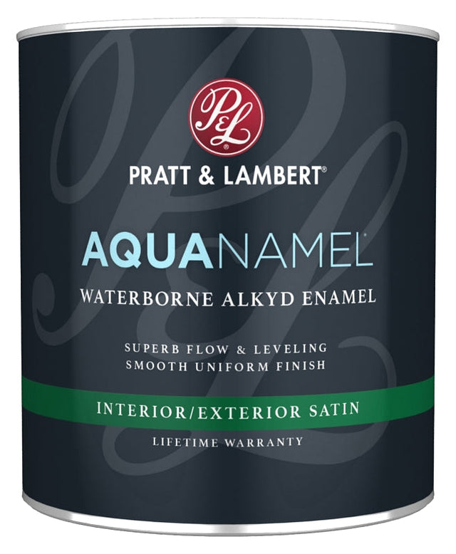 Pratt & Lambert Aquanamel 0000Z0780-14 Waterborne Enamel Paint, Satin Sheen, Bright White, 1 qt, 400 sq-ft Coverage Area Pack of 4