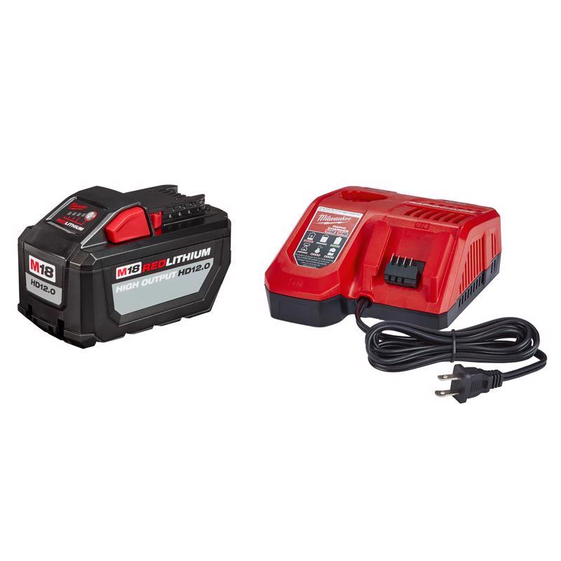 Milwaukee M18 RedLithium HD12.0 12 Ah Lithium-Ion High Output Battery and Charger 2 pc