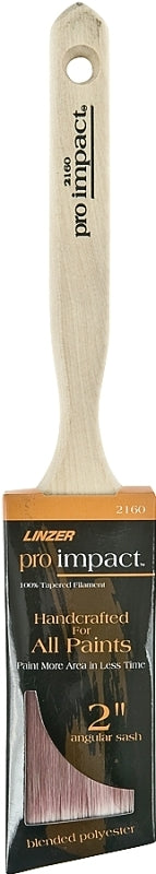 Linzer WC 2160-2 Paint Brush, Natural Handle, Wood Handle, 2 in W, 2-1/2 in L Bristle, Polyester Bristle, Sash Handle