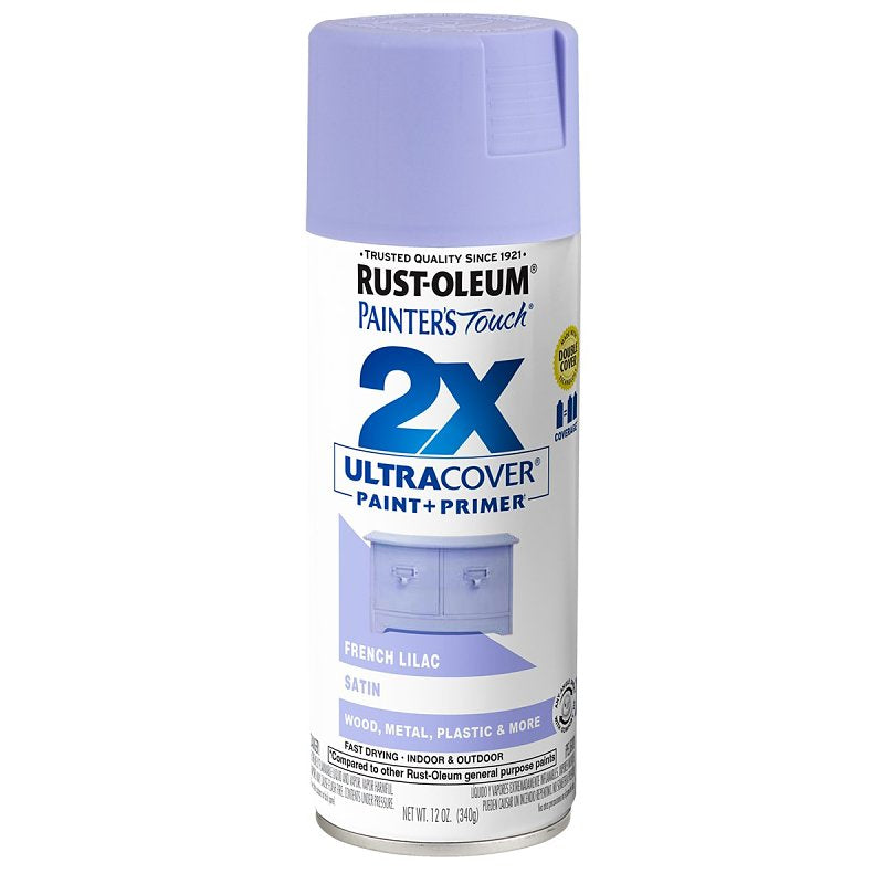 Painter's Touch 2X Ultra Cover 334068 Spray Paint, Satin, French Lilac, 12 oz Aerosol Can