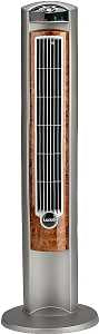 Lasko Wind Curve T42954 Tower Fan with Remote Control, 120 V, Plastic Housing Material, Gray/Woodgrain