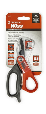 Crescent Wiss CW5T Electrician's Data Shear, 6 in OAL, Ergonomic, Soft Textured Grip Handle, TPR Handle