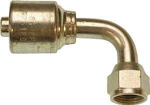 Gates MegaCrimp G25179-0808 Hose Coupling, 3/4-16, Crimp x JIC, 90 deg Angle, Steel, Zinc