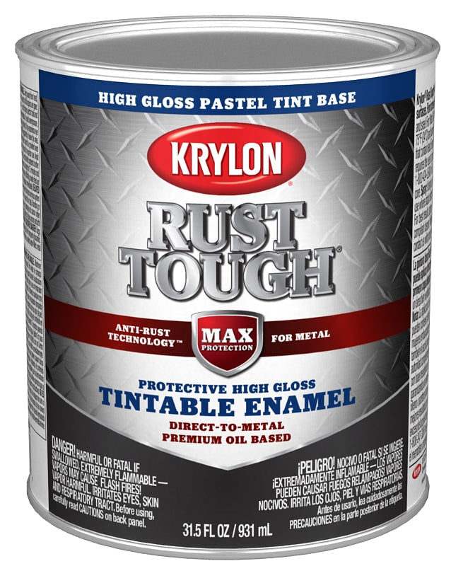 Krylon Rust Tough K09725008 Enamel Paint, Gloss Sheen, Pastel Base, 1 qt, 400 sq-ft/gal Coverage Area, Pack of 2