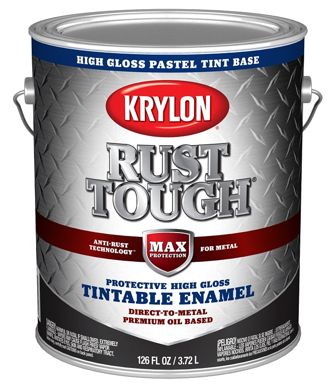 Krylon Rust Tough K09748008 Enamel Paint, Gloss Sheen, Pastel Base, 1 gal, 400 sq-ft/gal Coverage Area, Pack of 4