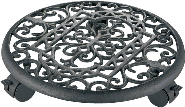 Landscapers Select W52890-3L Planter Dolly, 10.5 OAL, 10.5 in OAW, 2-7/8 in OAH, 1 -Shelf, Iron Shelf, Black Shelf