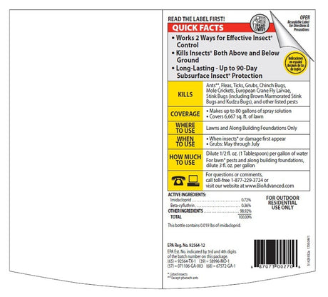 BioAdvanced 700270B Insect Killer, Liquid, Spray Application, Outdoor, 40 oz