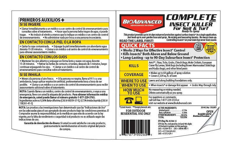 BioAdvanced 700280B Insect Killer, Liquid, Spray Application, Outdoor, 32 oz Sprayer