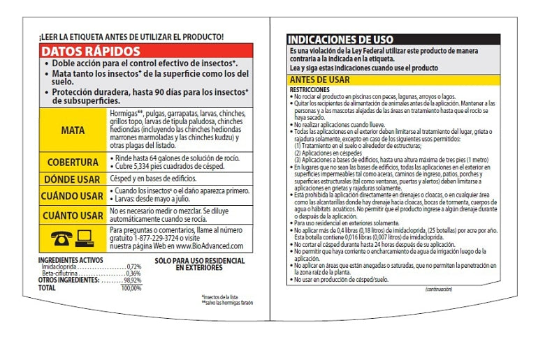 BioAdvanced 700280B Insect Killer, Liquid, Spray Application, Outdoor, 32 oz Sprayer