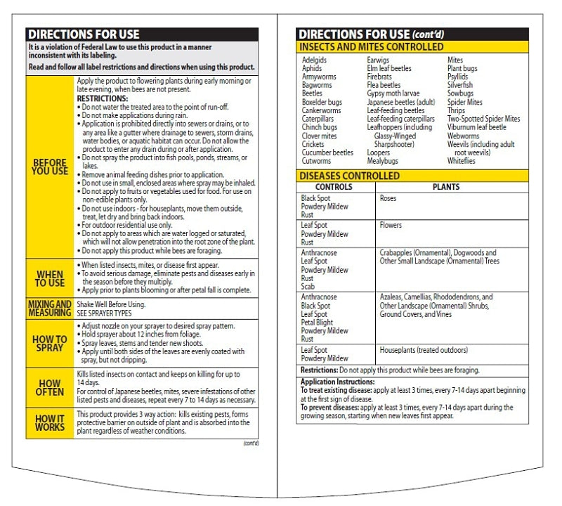BioAdvanced 3-IN-1 820065B Insect, Disease and Plant Mite Control, Concentrate, Spray Application, 32 oz, Bottle