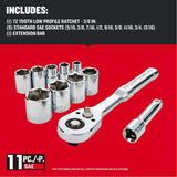 Craftsman 3/8 in. drive SAE 6 Point Socket and Ratchet Set 11 pc