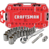 Craftsman 1/4 in. drive Metric and SAE 6 Point Socket and Ratchet Set 24 pc