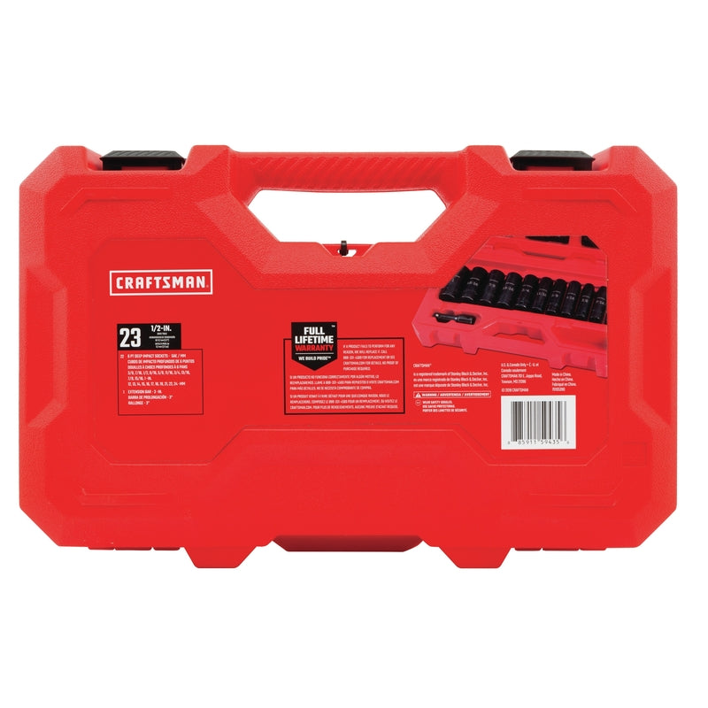 Craftsman 1/2 in. drive Metric and SAE 6 Point Deep Impact Socket Set 23 pc