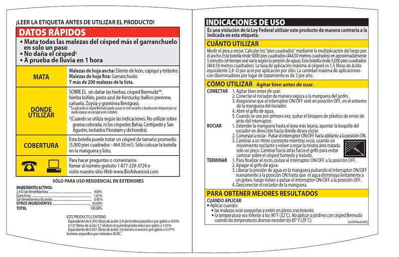 BioAdvanced 704080A Weed and Crabgrass Killer, Liquid, Black/Brown, 32 oz