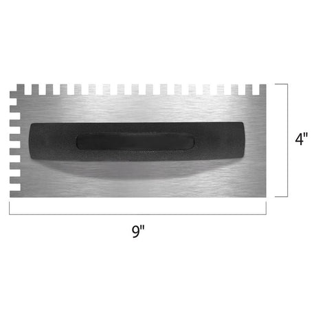 QEP 9 in. W X 4 in. L Steel Square Notched Trowel