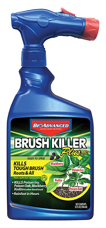 BioAdvanced 704645A Series Brush Killer, Compositions: Triclopyr, Triethylamine Salt, 32 oz Bottle, Liquid, Clear