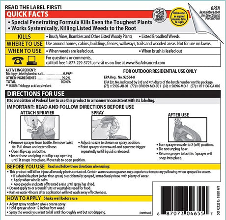 BioAdvanced 704655A Brush Killer, Liquid, Light Yellow, 1 gal Bottle