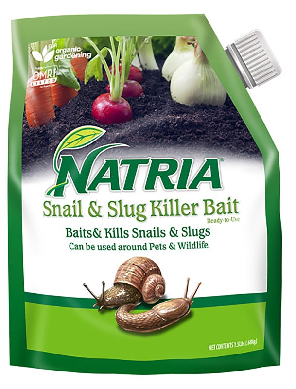 Natria 706190A Snail and Slug Killer, Granular, Spreader Application, 1.5 lb Bag