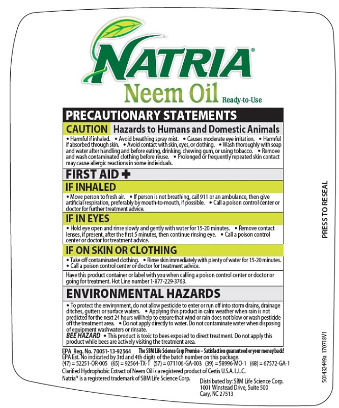 Natria 706250A Neem Oil, Liquid, Spray Application, Indoor, Outdoor, 24 oz Can