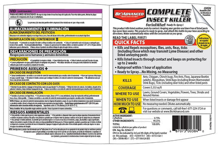 BioAdvanced Complete 700384A RTS Insect Killer, Liquid, Spray Application, Around Building Foundations, Lawns, 32 oz