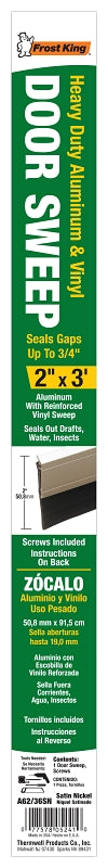 Frost King A62/36SN Door Sweep, 36 in L, 2 in W, Aluminum Flange, Vinyl Insert