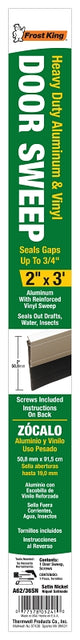 Frost King A62/36SN Door Sweep, 36 in L, 2 in W, Aluminum Flange, Vinyl Insert