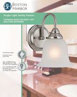 Boston Harbor LYB130928-1VL-BN Wall Sconce, 60 W, 1-Lamp, A19 or CFL Lamp, Steel Fixture, Brushed Nickel Fixture