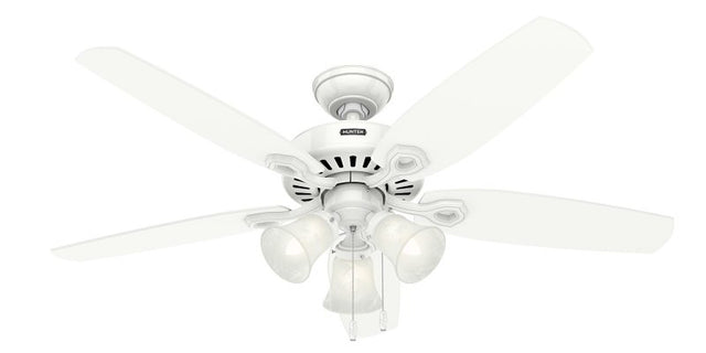 Hunter 53236 Ceiling Fan, 5-Blade, Snow White Blade, 52 in Sweep, 3-Speed, With Lights: Yes