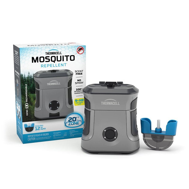 Thermacell EX90GREY Rechargeable Mosquito Repeller, 20 ft Coverage Area, Gray Housing