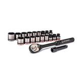 Steel Grip 1/4 and 3/8 in. drive Metric and SAE Socket and Ratchet Set 40 pc