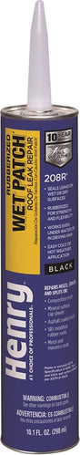 Henry Wet Patch 208R Series HE208R004 Roof Cement, Black, Liquid, 11 fl-oz Cartridge, Pack of 24