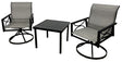 Seasonal Trends SH23S3010W Woodsway Chat Set with Sling Chairs, Sling Fabric/Steel, Brown/Slat Ridge, Powder-Coated