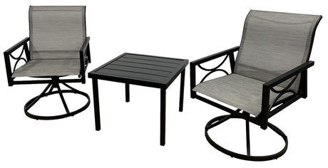 Seasonal Trends SH23S3010W Woodsway Chat Set with Sling Chairs, Sling Fabric/Steel, Brown/Slat Ridge, Powder-Coated